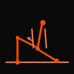 Line drawing of a couch stretch — half-kneeling, back shin vertical against a wall, hips square and slightly forward.